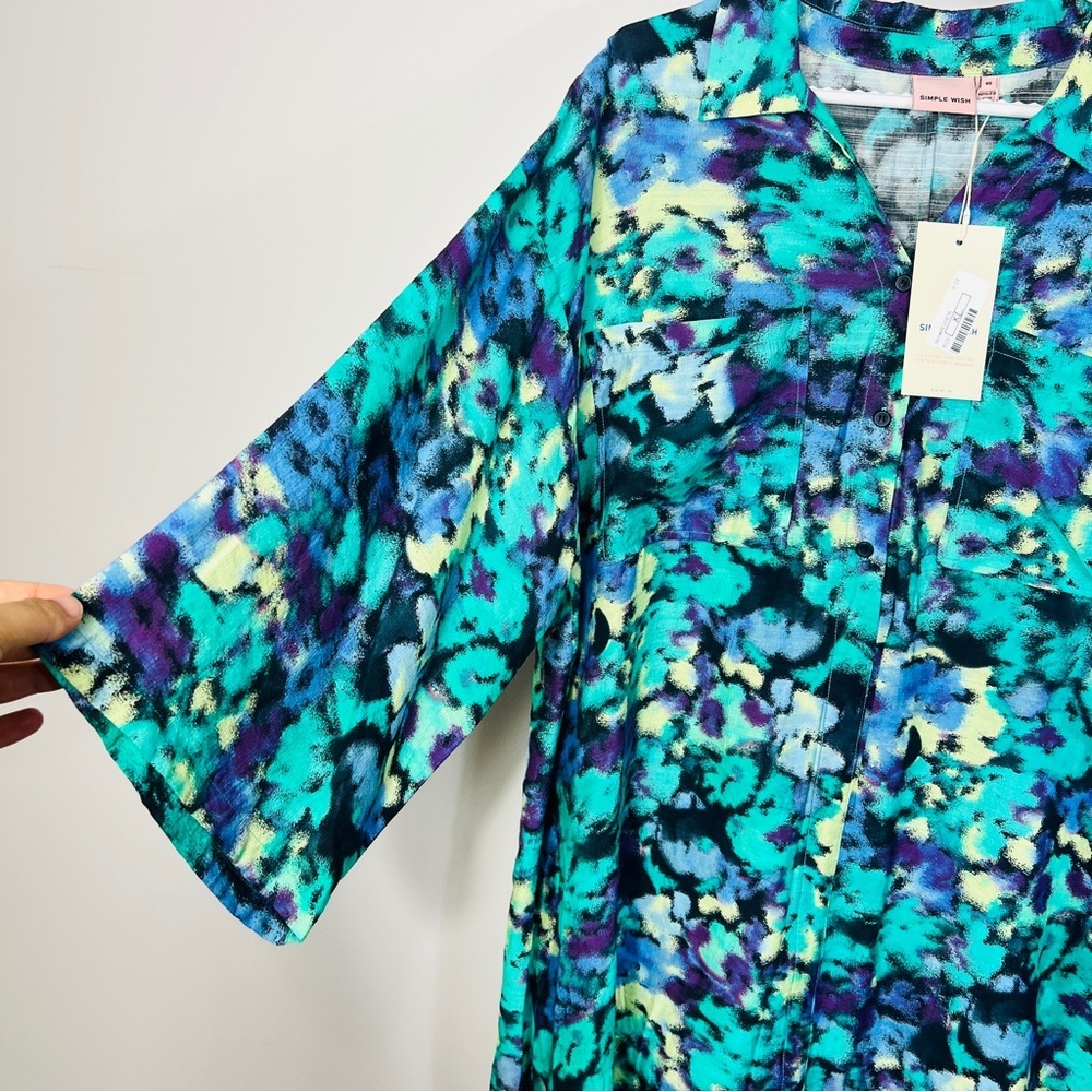 NWT Simple Wish Vibrant Blue Multicolor Tunic dress women size EU 46 Xl/ XXL - Picture 5 of 14